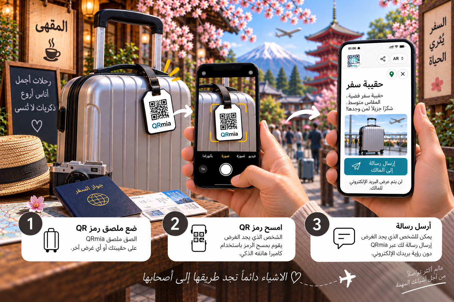 ملصقات للمفقودات على الحقائب والأغراض