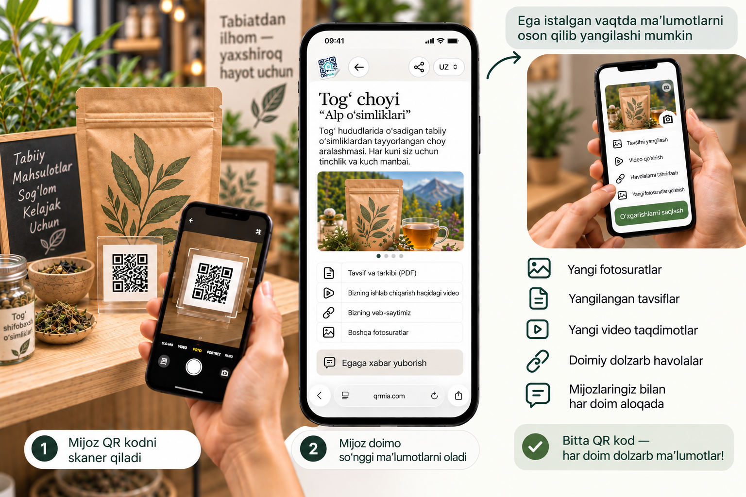 Mahsulotlar va taqdimotlar uchun QR